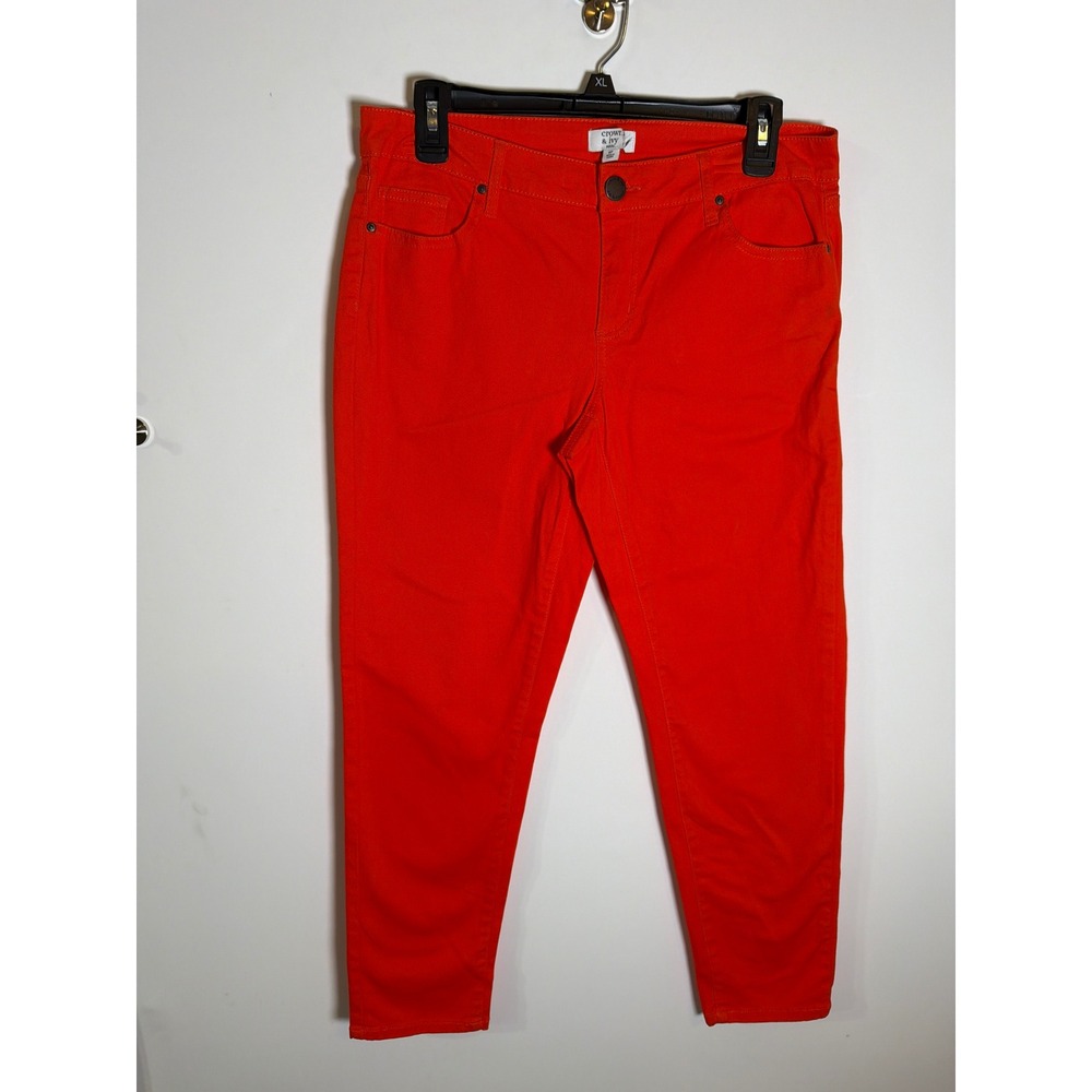 Crown & Ivy Petite Orange Ankle Pants Slim Leg Stretch Cotton Size 8P (As is)